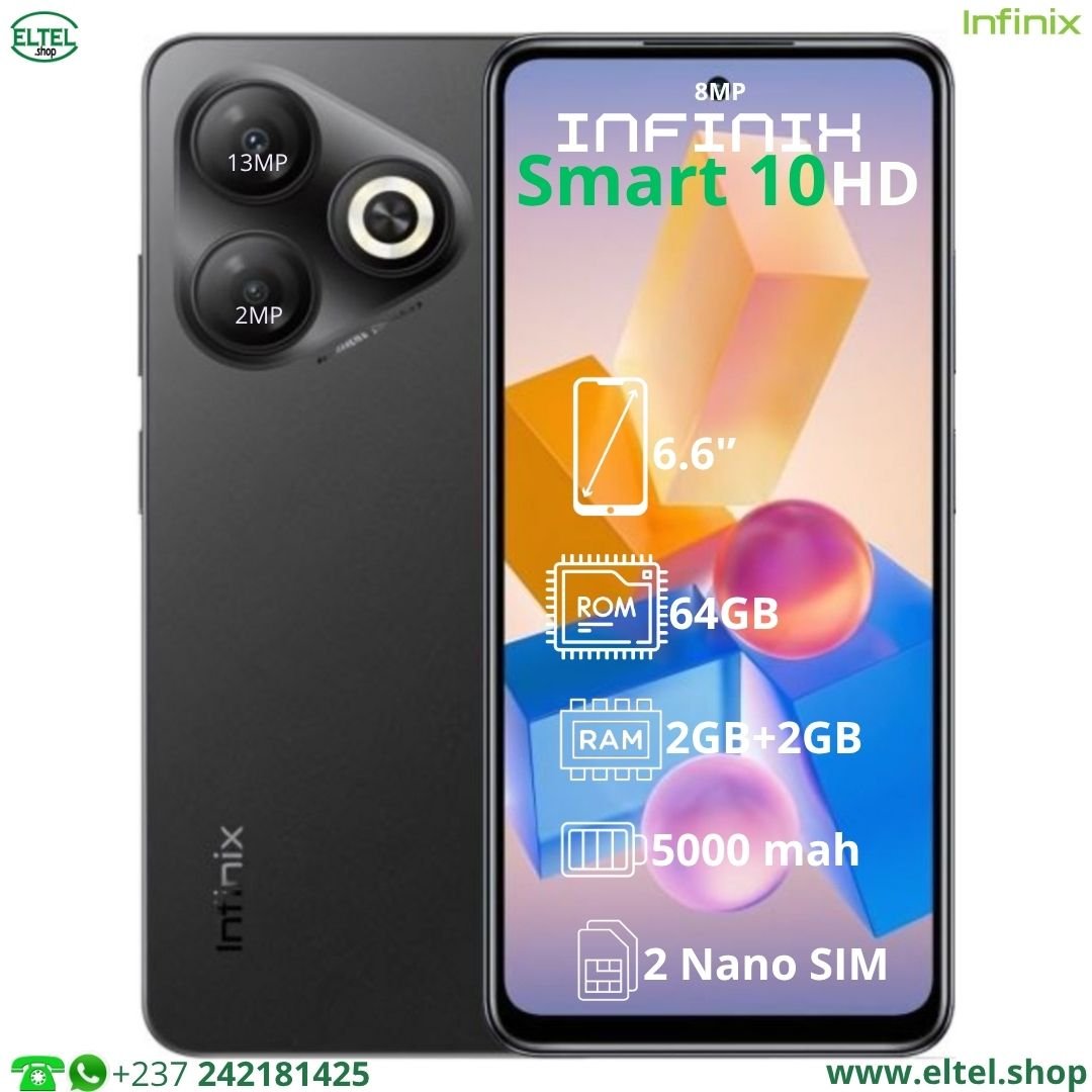 Infinix Smart 10 HD - 64GB/2GB - 2sim - 13MP+2MP/8MP - 5000mAh - garantie 12 mois (neuf)