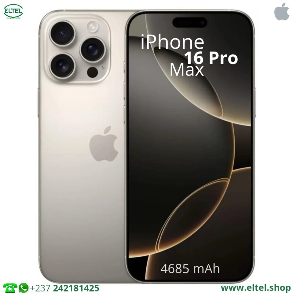 iPHONE 16 Pro Max - 512GB/8GB - 48MP+48MP+12MP/12MP - 4685mAh - garantie 24 mois (neuf)