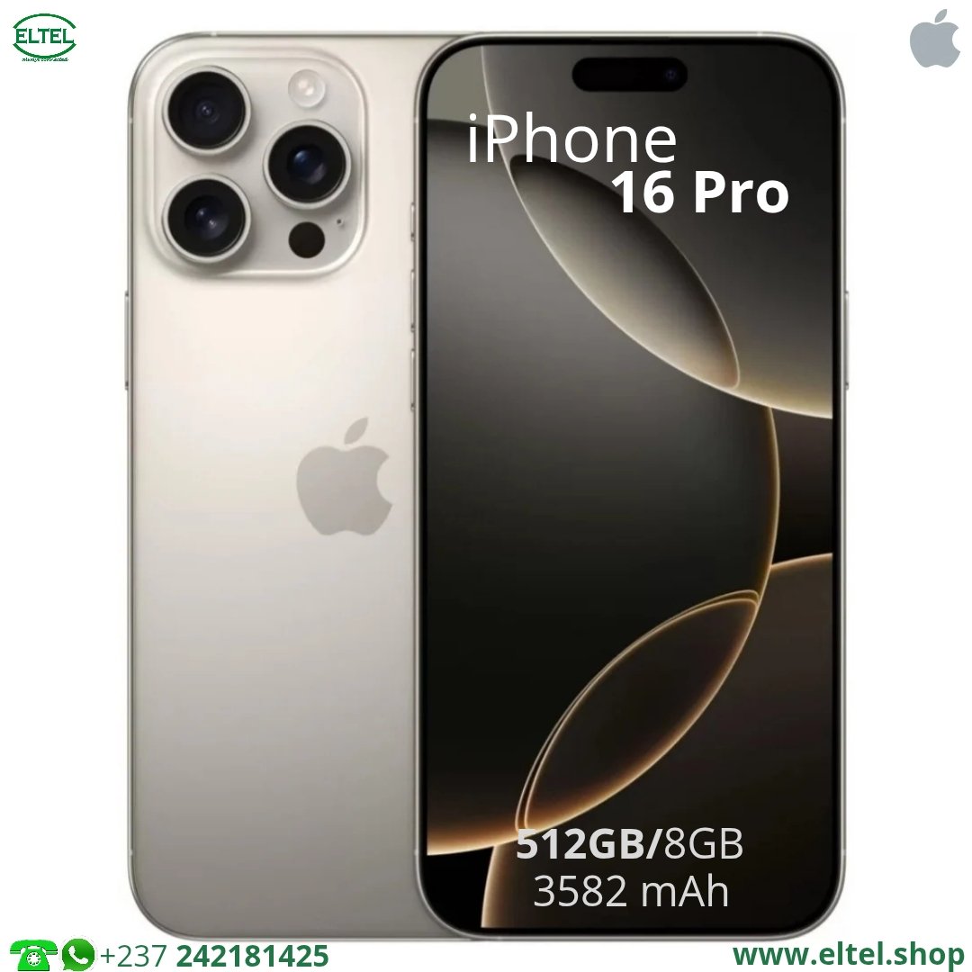 iPHONE 16 Pro - 512GB/8GB - 48MP+48MP+12MP/12MP - 3582mAh - garantie 24 mois (neuf)