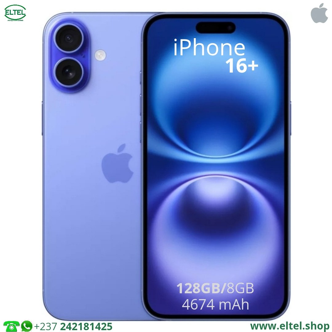 iPHONE 16 Plus - 128GB/8GB - 48MP+12MP/12MP - 4674mAh - garantie 24 mois (neuf)