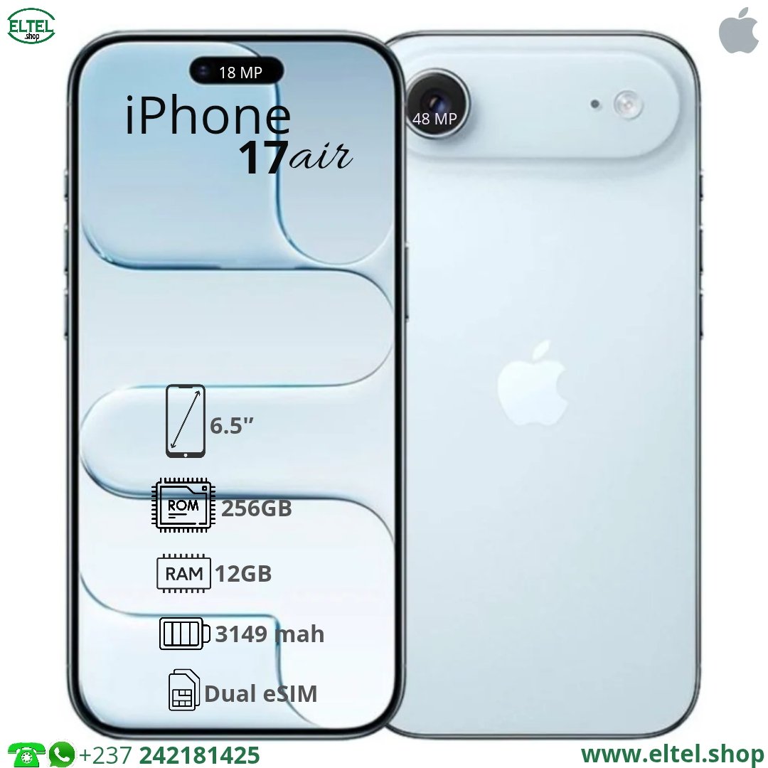 iPHONE 17 air - 256GB/12GB - 48MP/18MP - 3149mAh - garantie 24 mois (neuf)