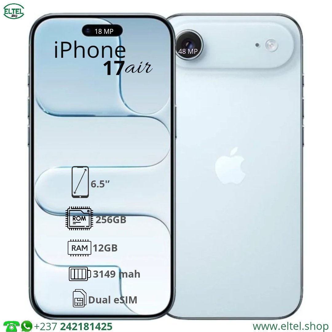 iPHONE 17 air - 256GB/12GB - 48MP/18MP - 3149mAh - garantie 24 mois (neuf)