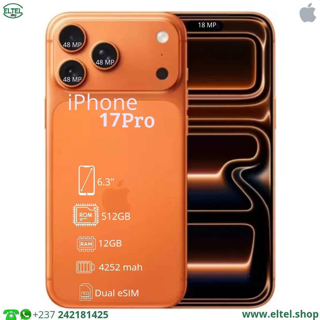 iPHONE 17 Pro - 512GB/12GB - 48MP+48MP+48/18MP - 4252mAh - garantie 24 mois (neuf)