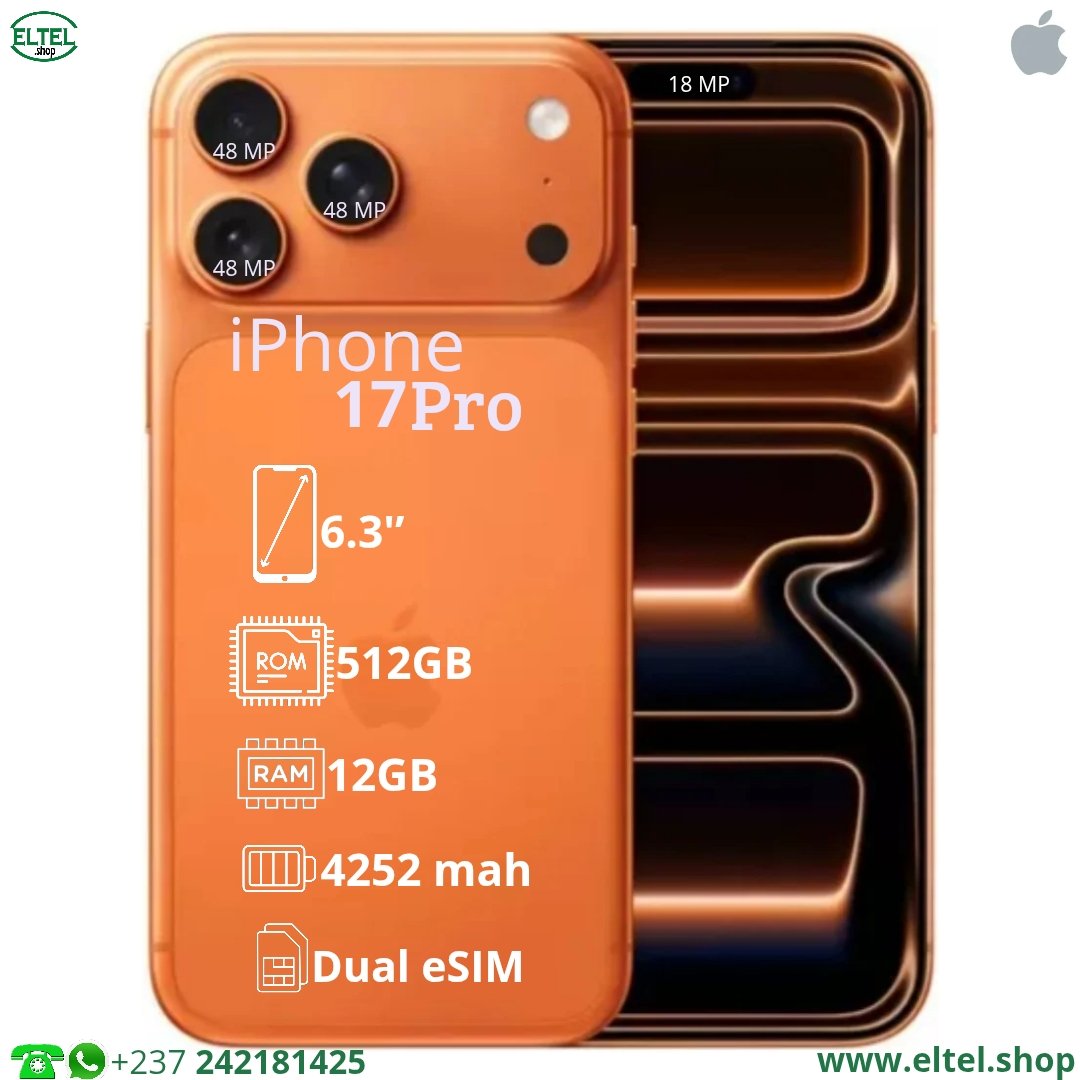 Iph 17 pr rs 512.12 iPHONE 17 Pro - 512GB/12GB - 48MP+48MP+48/18MP - 4252mAh - garantie 24 mois (neuf)