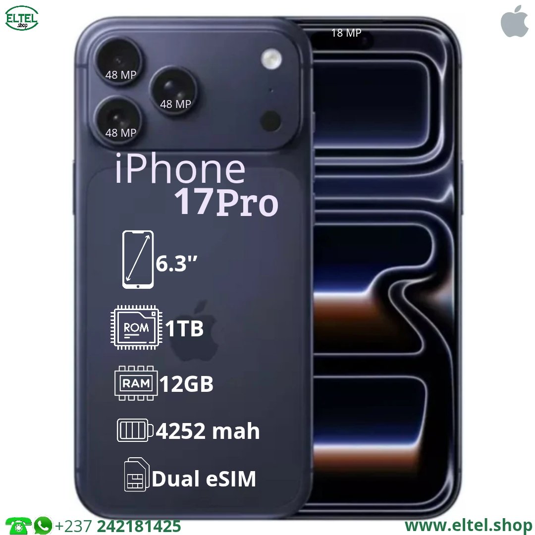 Iph 17 pr vlt 1.12 iPHONE 17 Pro - 1TB/12GB - 48MP+48MP+48/18MP - 4252mAh - garantie 24 mois (neuf)