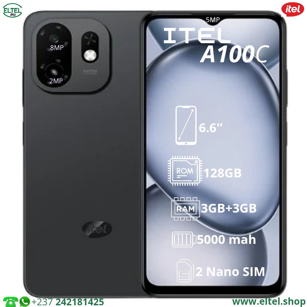 iTEL A100C - 128GB/3GB - 8MP/5MP - 5000mAh - garantie 12 mois (neuf)