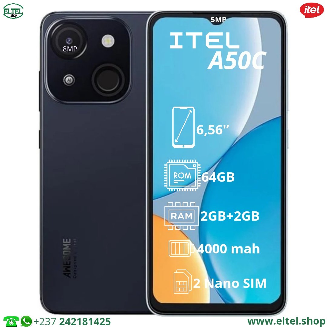 iTEL A50C - 64GB/2GB - 8MP/5MP - 4000mAh - garantie 12 mois (neuf)
