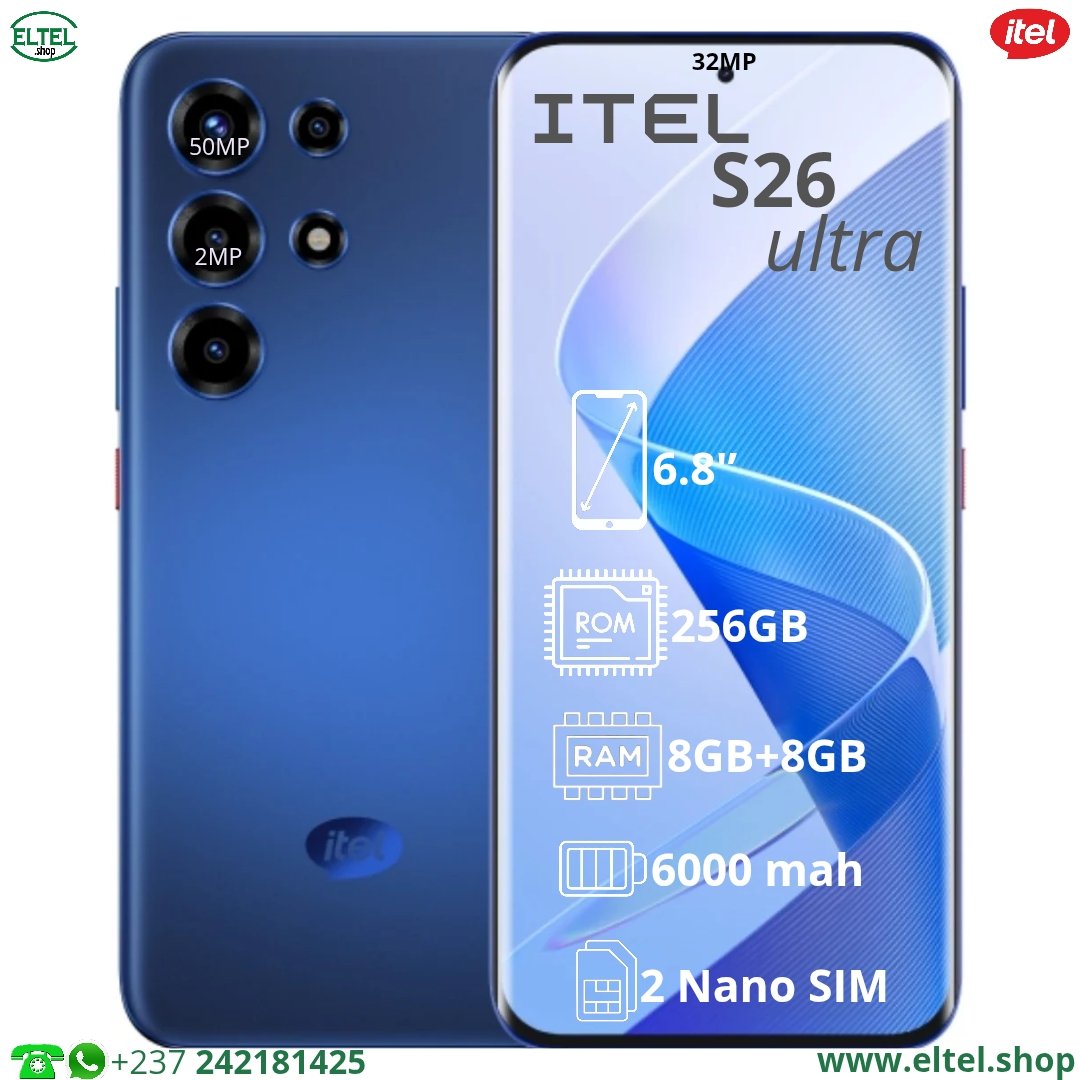 iTEL S26 Ultra - 256GB/8GB - 50MP+2MP/32MP - 6000mAh - garantie 12 mois (neuf)