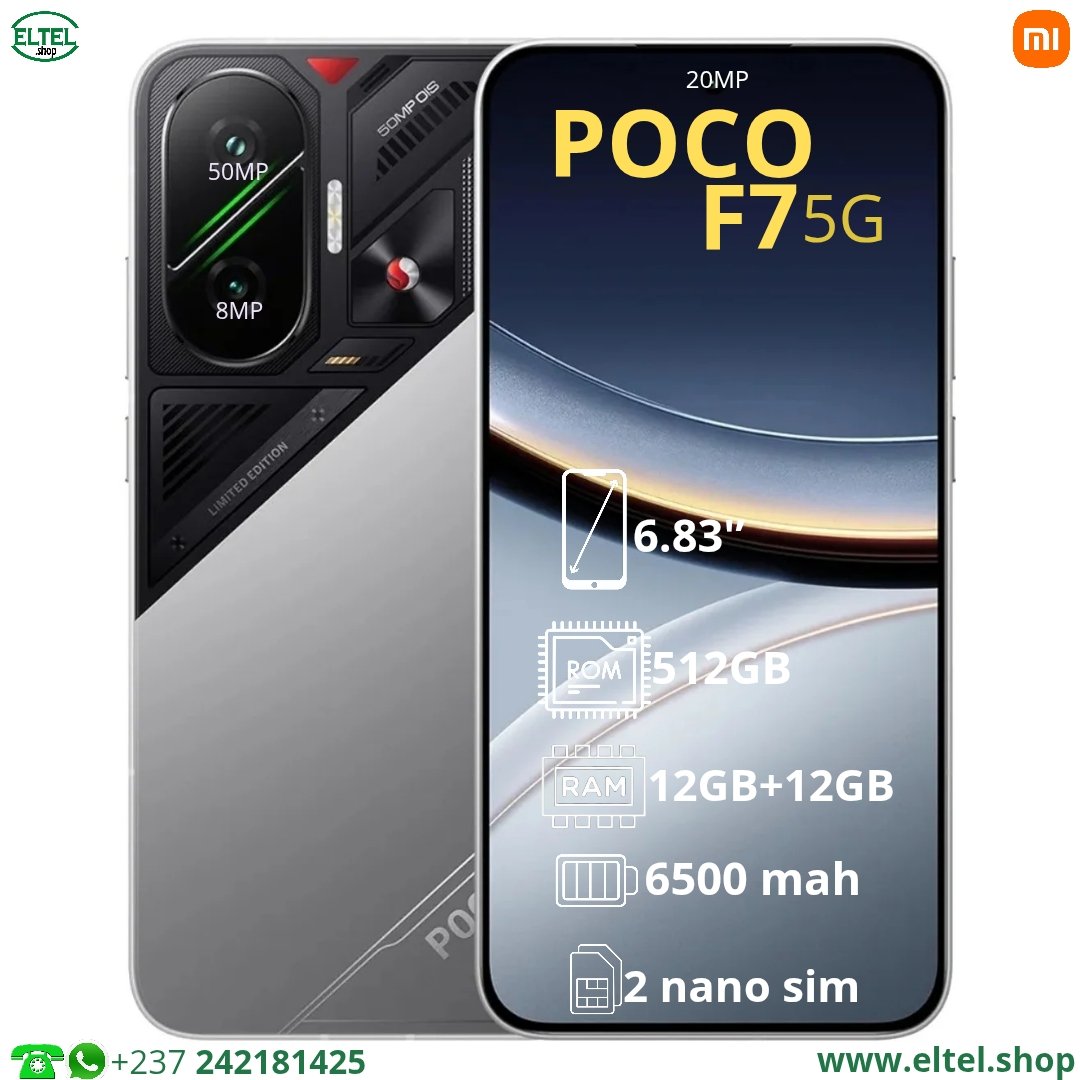 Poco F7 5G - 512GB/12GB - 2sim - 50MP+8MP/20MP - 6500mAh - garantie 12 mois (neuf)