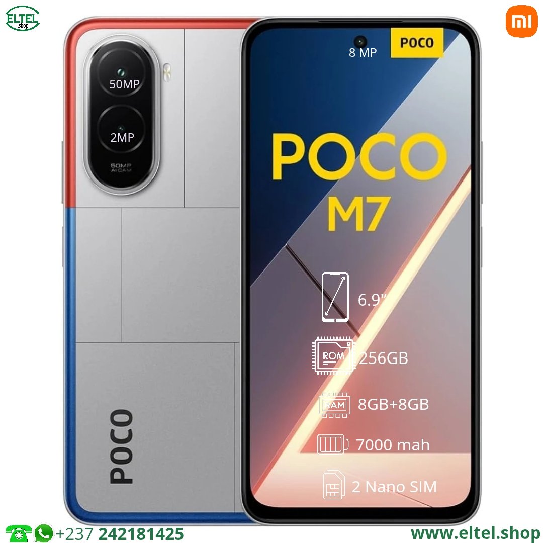 Poco M7 - 256GB/8GB - 2sim - 50MP+2MP/8MP - 7000mAh - garantie 12 mois (neuf)