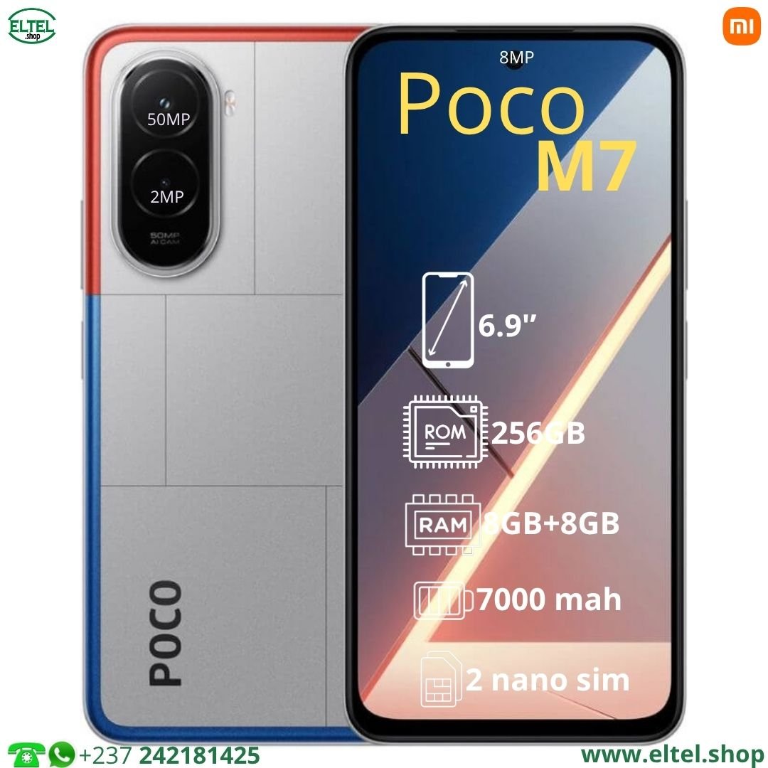 Poco M7 gr 256.8 Poco M7 4G - 256GB/8GB - 2sim - 50MP+2MP/8MP - 7000mAh - garantie 12 mois (neuf)