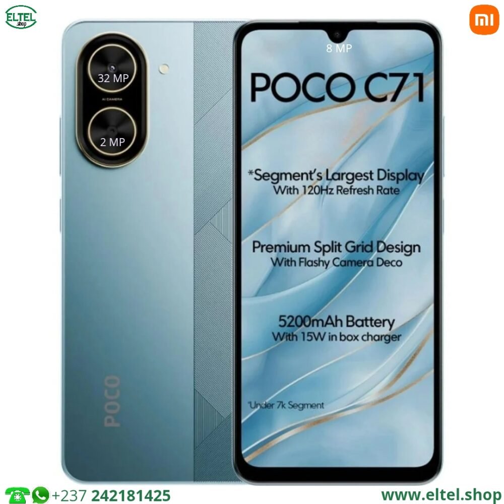 Poco C71 - 64GB/3GB - 2sim - 32MP+2MP/8MP - 5200mAh - garantie 12 mois (neuf)