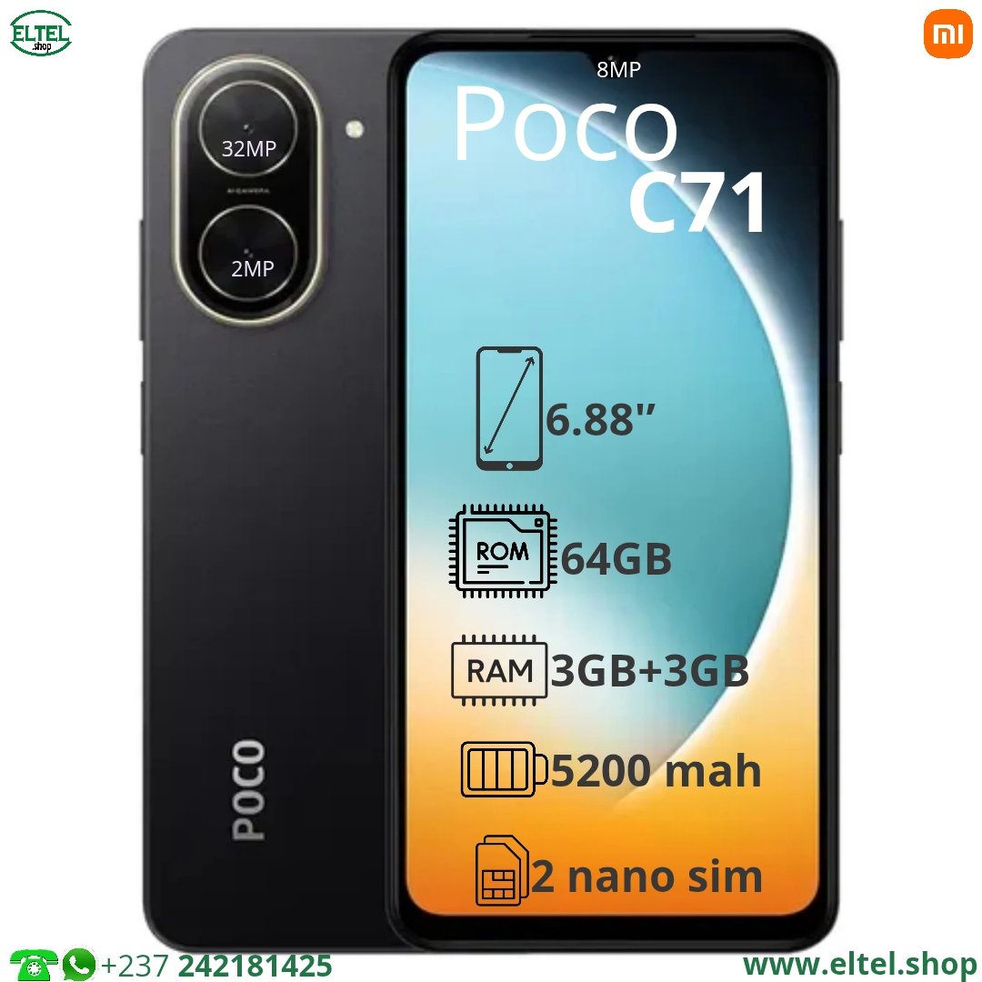 Poco c71 nr 64.3 Poco C71 - 64GB/3GB - 2sim - 32MP+2MP/8MP - 5200mAh - garantie 12 mois (neuf)
