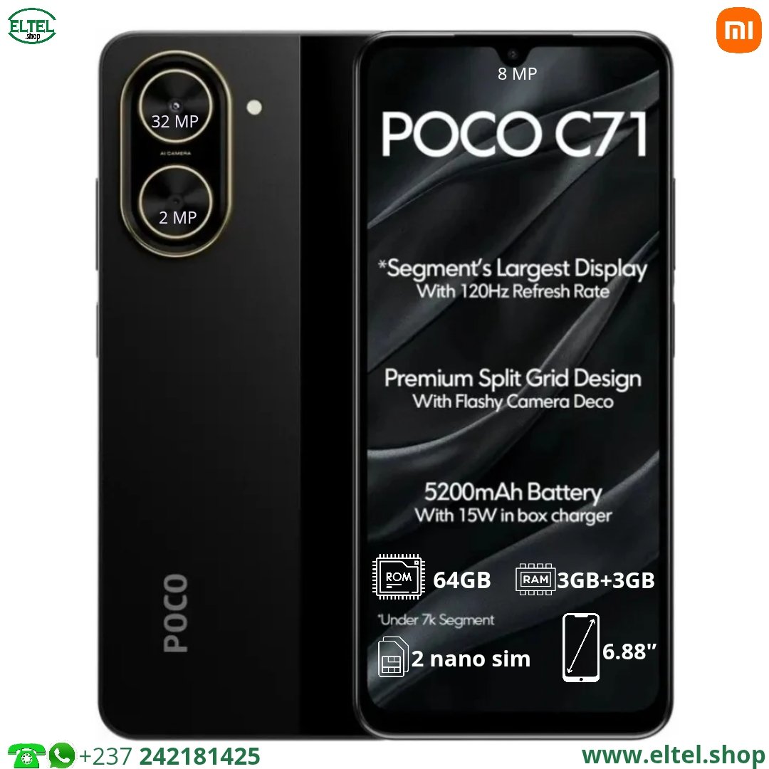 Poco C71 - 64GB/3GB - 2sim - 32MP+2MP/8MP - 5200mAh - garantie 12 mois (neuf)