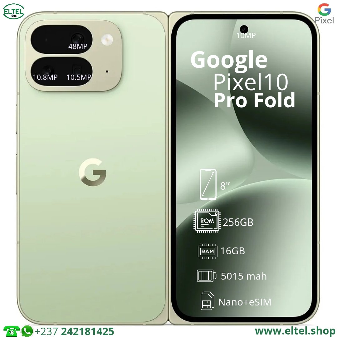 Pxl 10 pr fd vrt 256.16 Pixel 10 Pro Fold 5G - 256GB/16GB - 48MP+10.8MP+10.5MP/10MP+10MP - 5015mAh - garantie 12 mois (neuf)