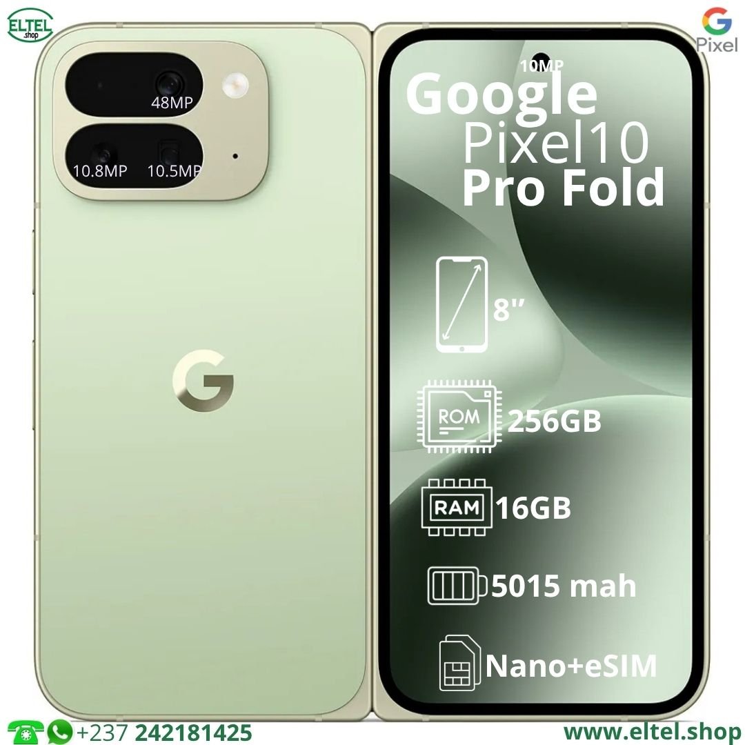 Pxl 10 pr fd vrt 256.16 Pixel 10 Pro Fold 5G - 256GB/16GB - 48MP+10.8MP+10.5MP/10MP+10MP - 5015mAh - garantie 12 mois (neuf)