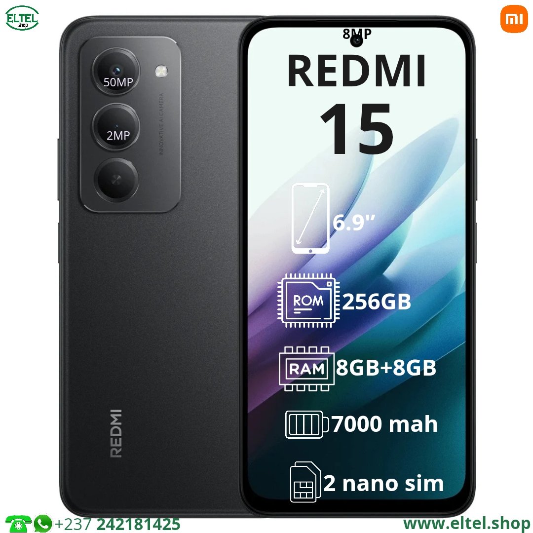 Red 15 nr 256.8 Redmi 15 - 256GB/8GB - 2sim - 50MP+2MP/8MP - 7000mAh - garantie 12 mois (neuf)