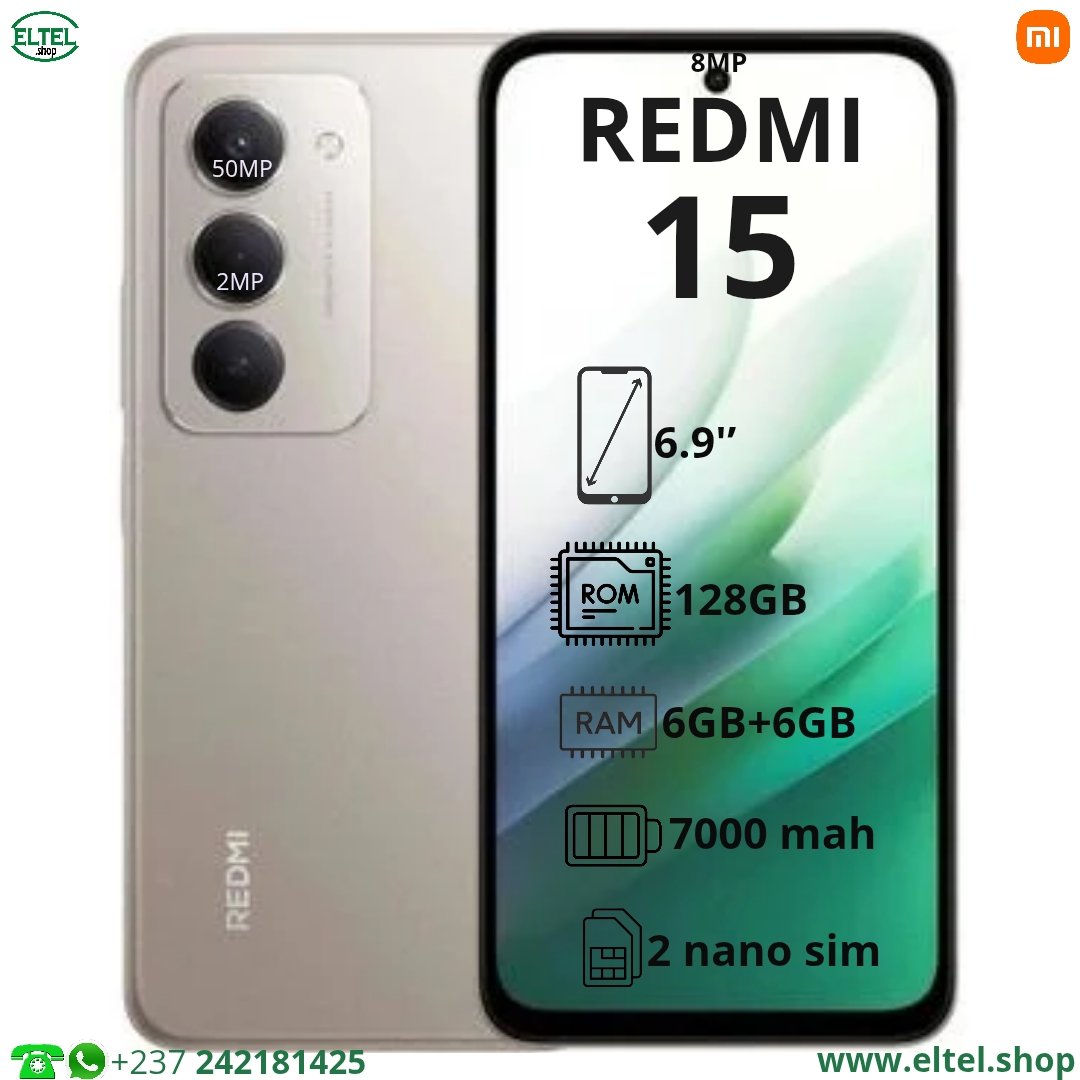 Red 15 or 128.6 Redmi 15 - 128GB/6GB - 2sim - 50MP+2MP/8MP - 7000mAh - garantie 12 mois (neuf)