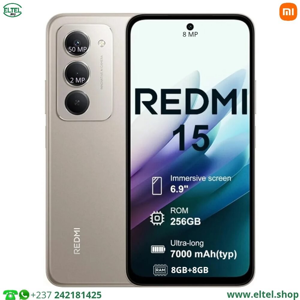 Redmi 15 - 256GB/8GB - 2sim - 50MP+2MP/8MP - 7000mAh - garantie 12 mois (neuf)