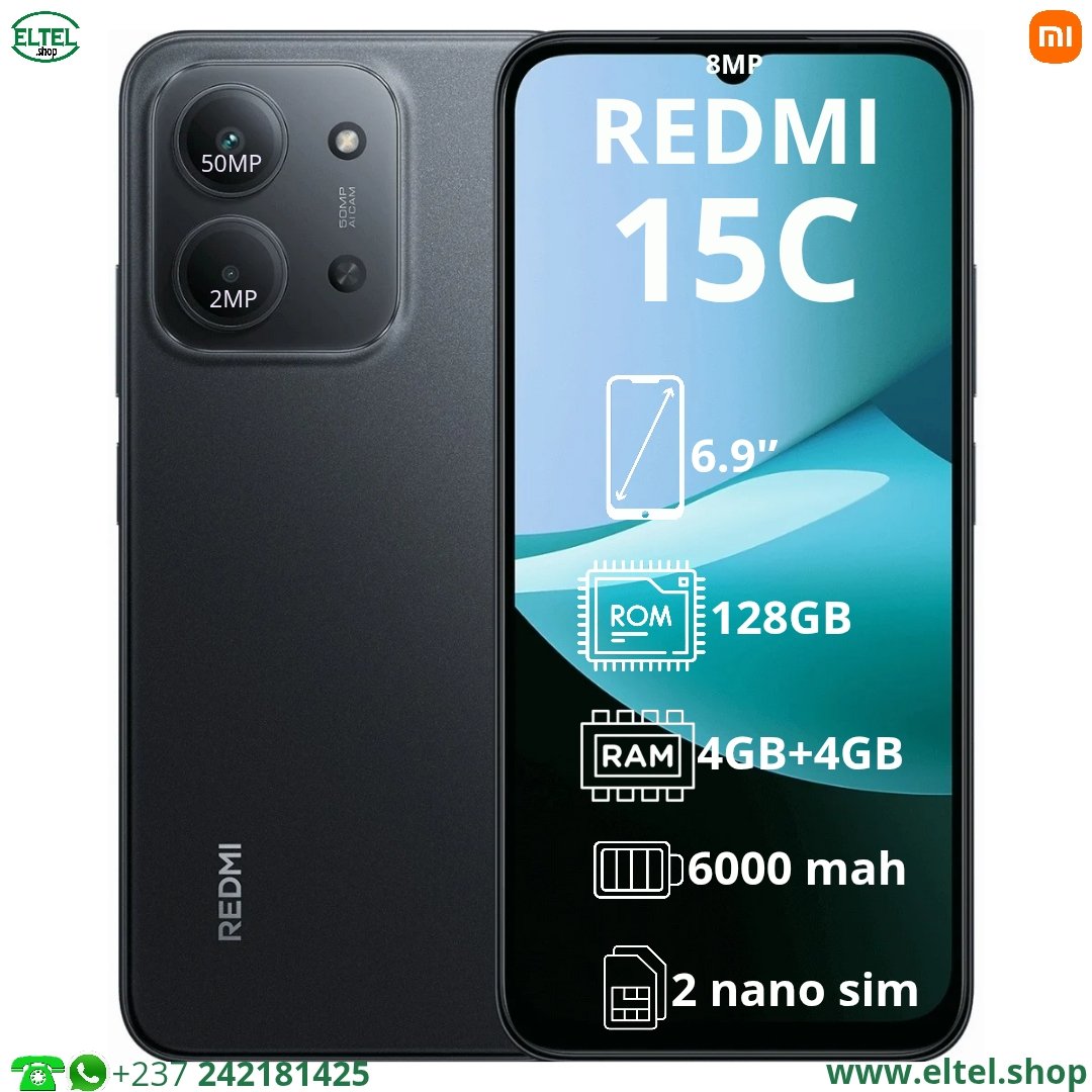 Red 15C nr 128.4 Redmi 15C - 128GB/4GB - 2sim - 50MP+2MP/8MP - 6000mAh - garantie 12 mois (neuf)