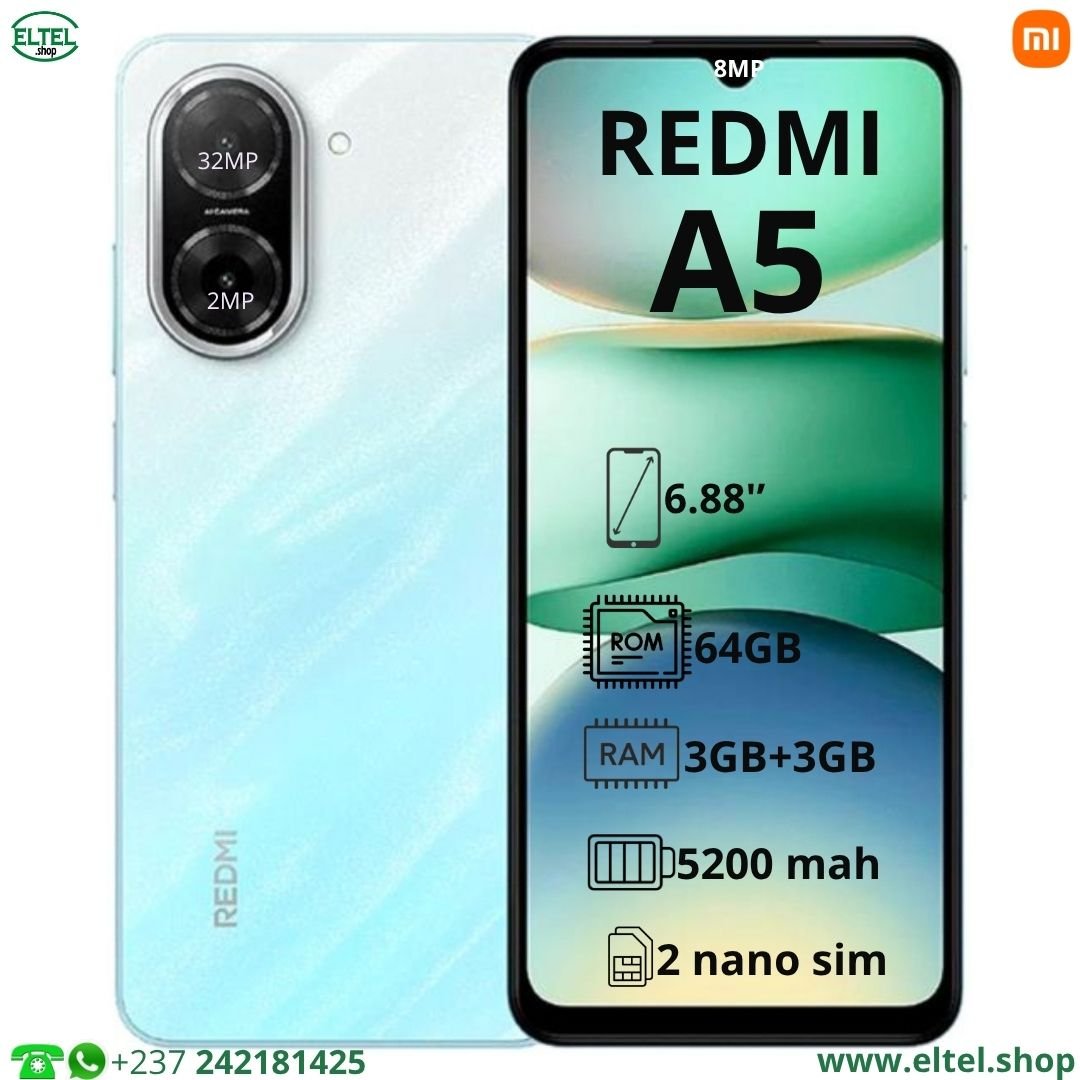 Red A5 bl 64.3 Redmi A5 - 64GB/3GB - 2sim - 32MP/8MP - 5200mAh - garantie 12 mois (neuf)