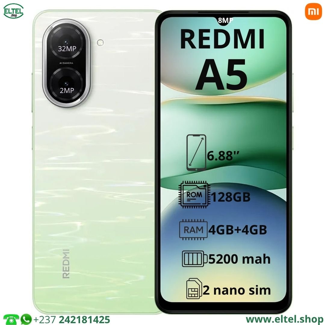 Red A5 vrt 128.4 Redmi A5 - 128GB/4GB - 2sim - 32MP/8MP - 5200mAh - garantie 12 mois (neuf)