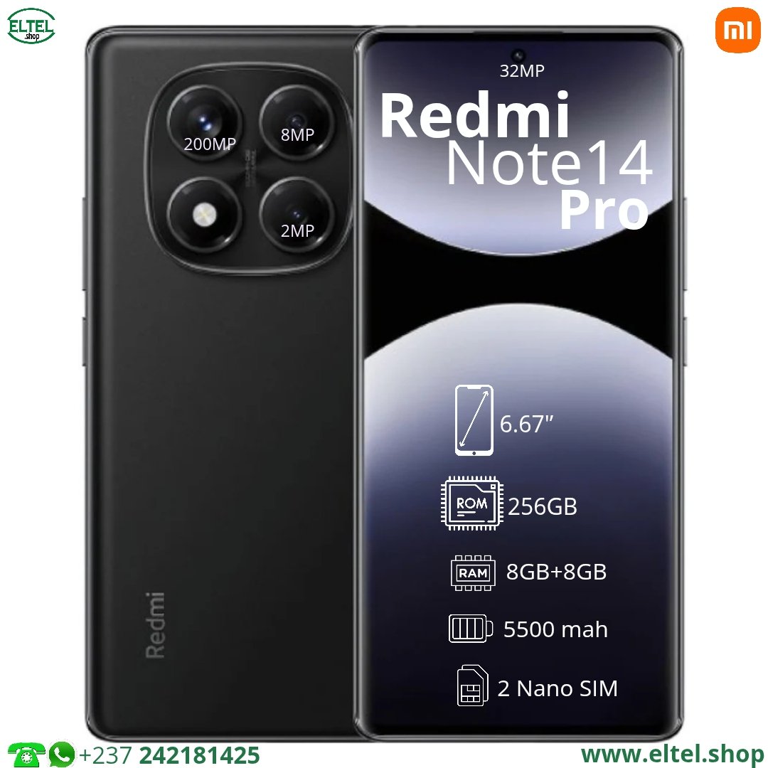 Redmi Note 14 Pro 4G Global - 256GB/8GB - 2sim - 200MP+8MP+2MP/32MP - 5500mAh - Garantie 12 mois (neuf)