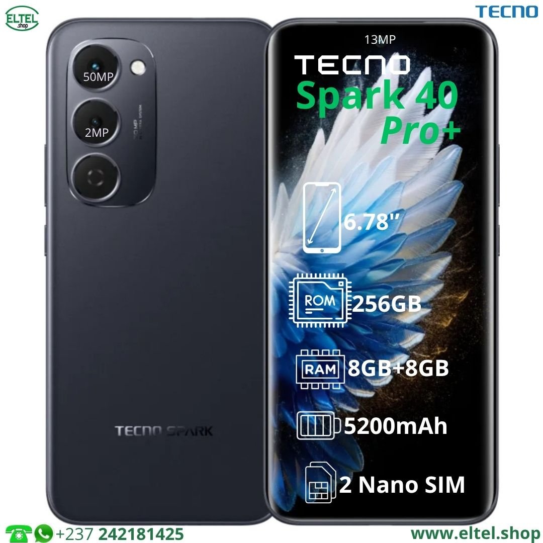 Tecno Spark 40 Pro Plus - 256GB/8GB - 50MP+2MP/13MP - 5200mAh - garantie 13 mois (neuf)