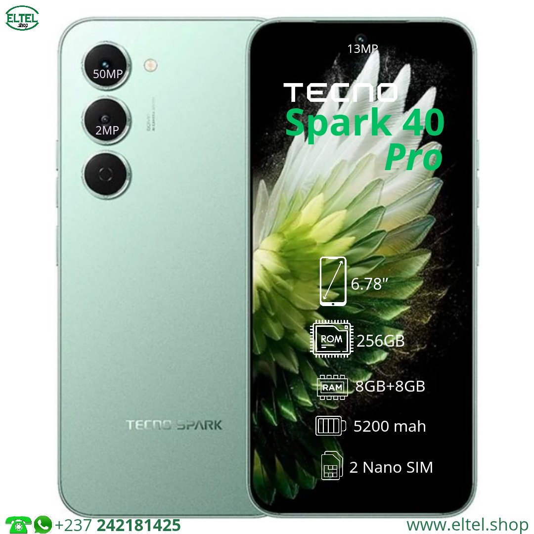 Tecno Spark 40 Pro - 256GB/8GB - 50MP+2MP/8MP - 5200mAh - garantie 13 mois (neuf)