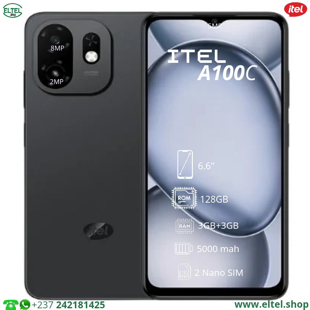 iTEL A100C - 128GB/3GB - 8MP/5MP - 5000mAh - garantie 12 mois (neuf)
