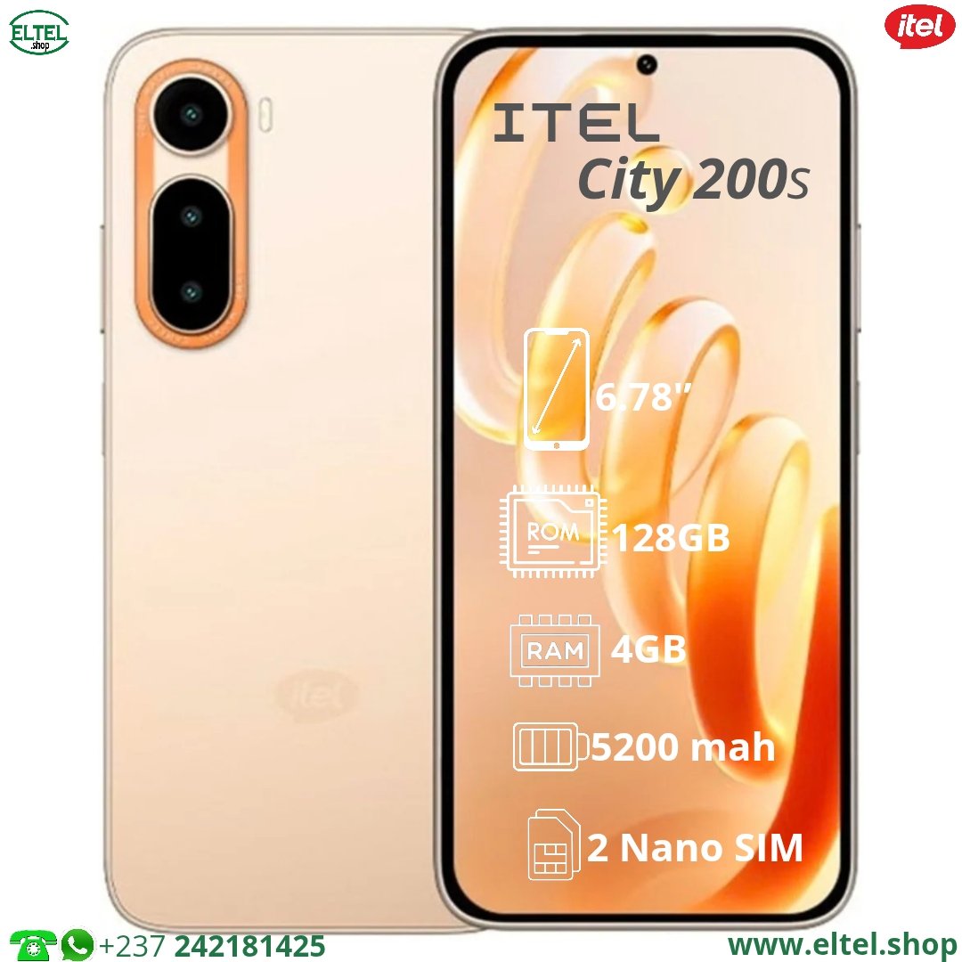 Itl city 200s or iTEL City 200s - 128GB/4GB - 6.78" - 50MP/8MP - Dual SIM - 5200mAh - garantie 12 mois (neuf)