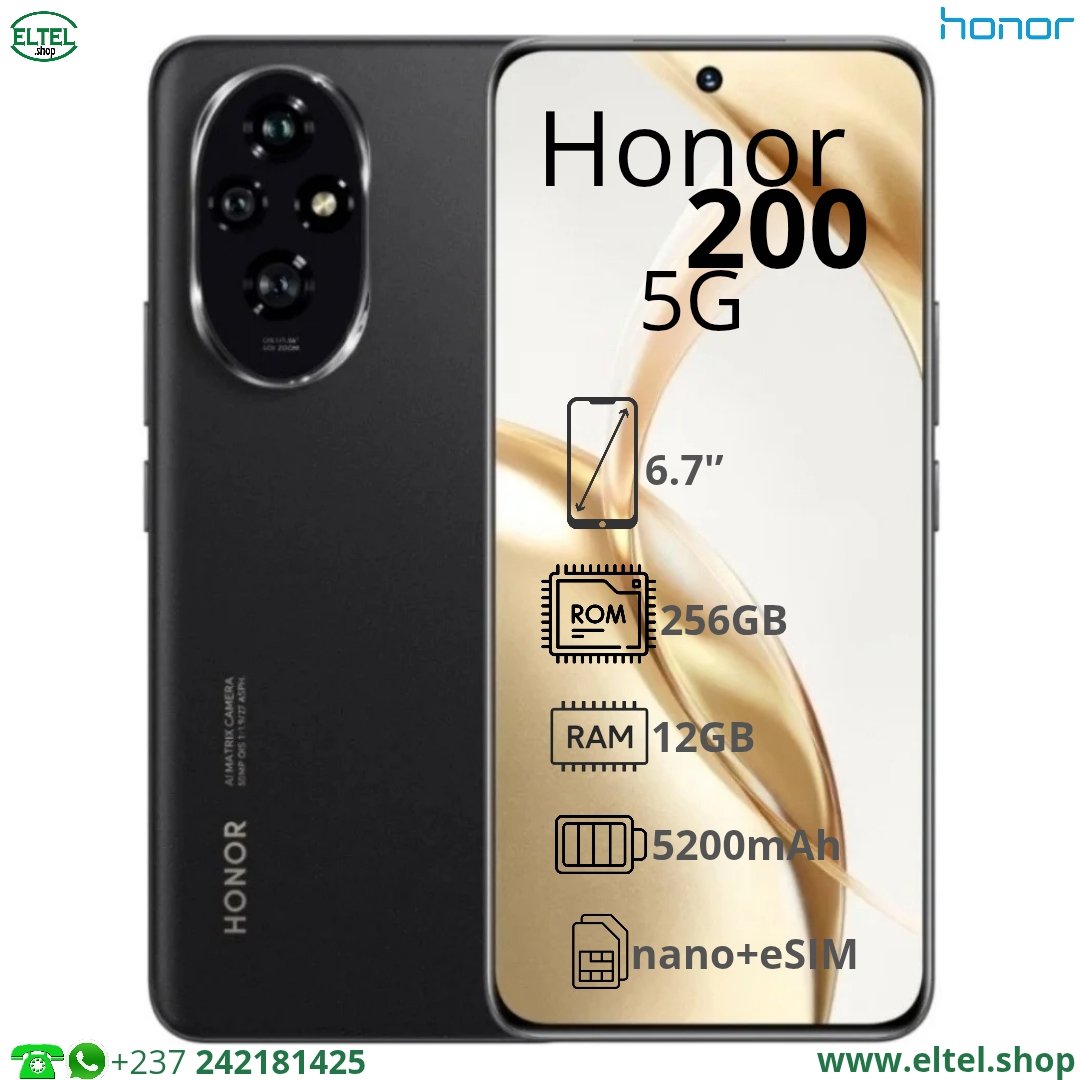 Hnr 200 5G nr 256.12 Honor 200 5G - 256GB/12GB - 50MP+50MP+12MP/50MP - 5200mAh - garantie 12 mois (neuf)