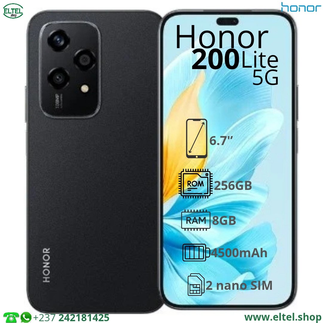 Hnr 200 lt 5G nr 256.8 Honor 200 Lite 5G - 256GB/8GB - 50MP+12MP/50MP - 4500mAh - garantie 12 mois (neuf)