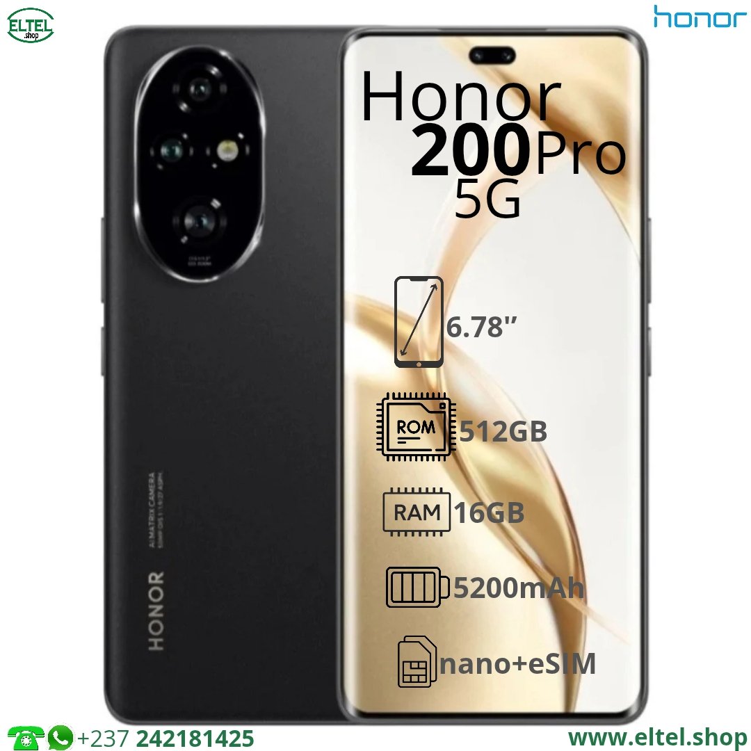 Hnr 200 pr 5G nr 512.16 Honor 200 Pro 5G - 512GB/16GB - 50MP+50MP+12/50MP+2MP - 5200mAh - garantie 12 mois (neuf)
