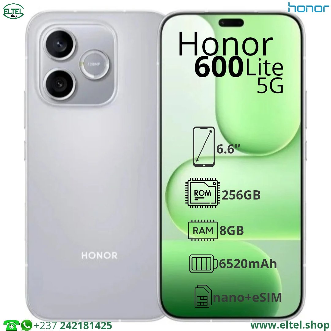 Hnr 600 lt 5G vrt 256.8 Honor 600 Lite 5G - 256GB/8GB - 108MP+5MP/16MP - 6520mAh - garantie 12 mois (neuf)