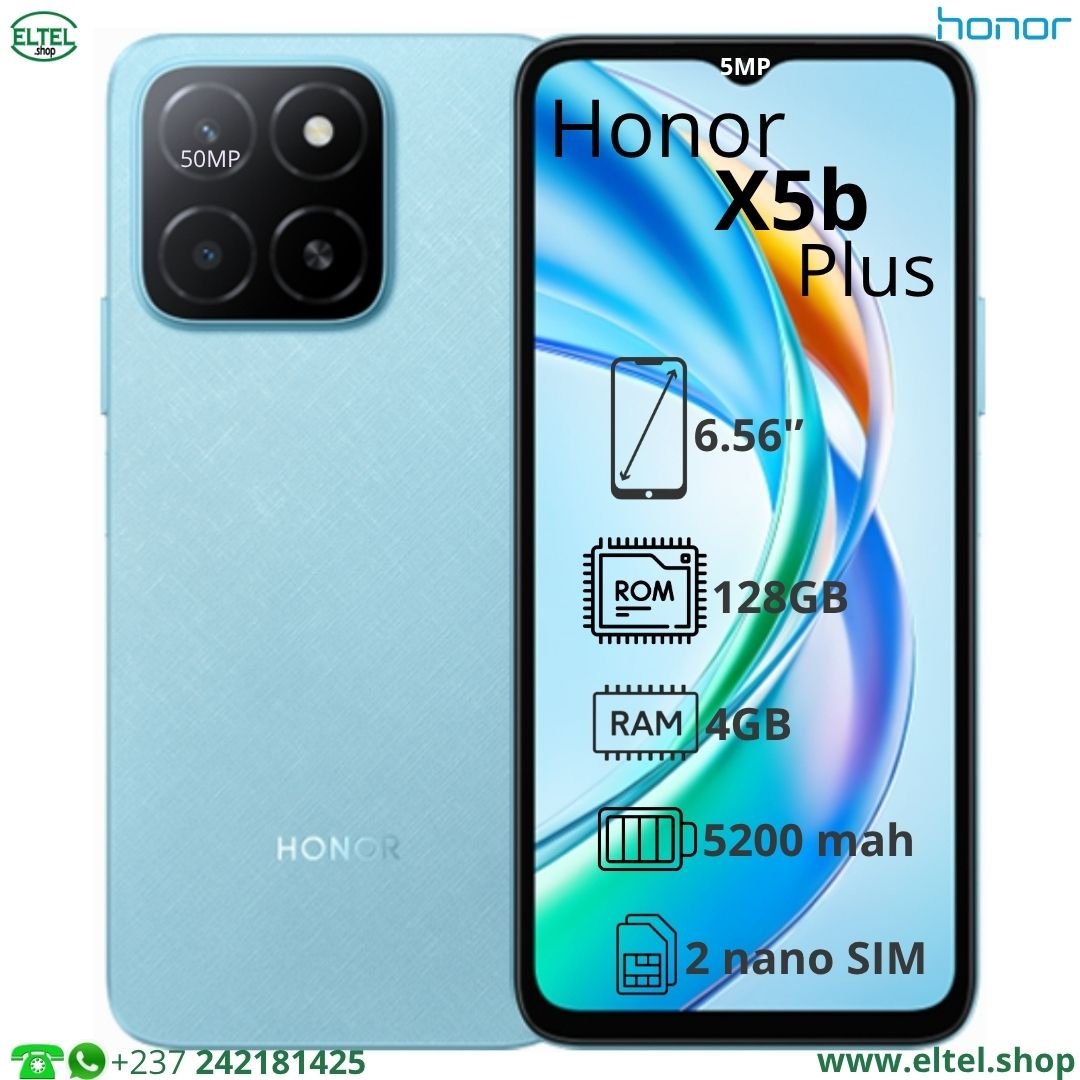 Hnr X5b bl 128.4 Honor X5b Plus - 128GB/4GB - 50MP/5MP - 5200mAh - garantie 12 mois (neuf)