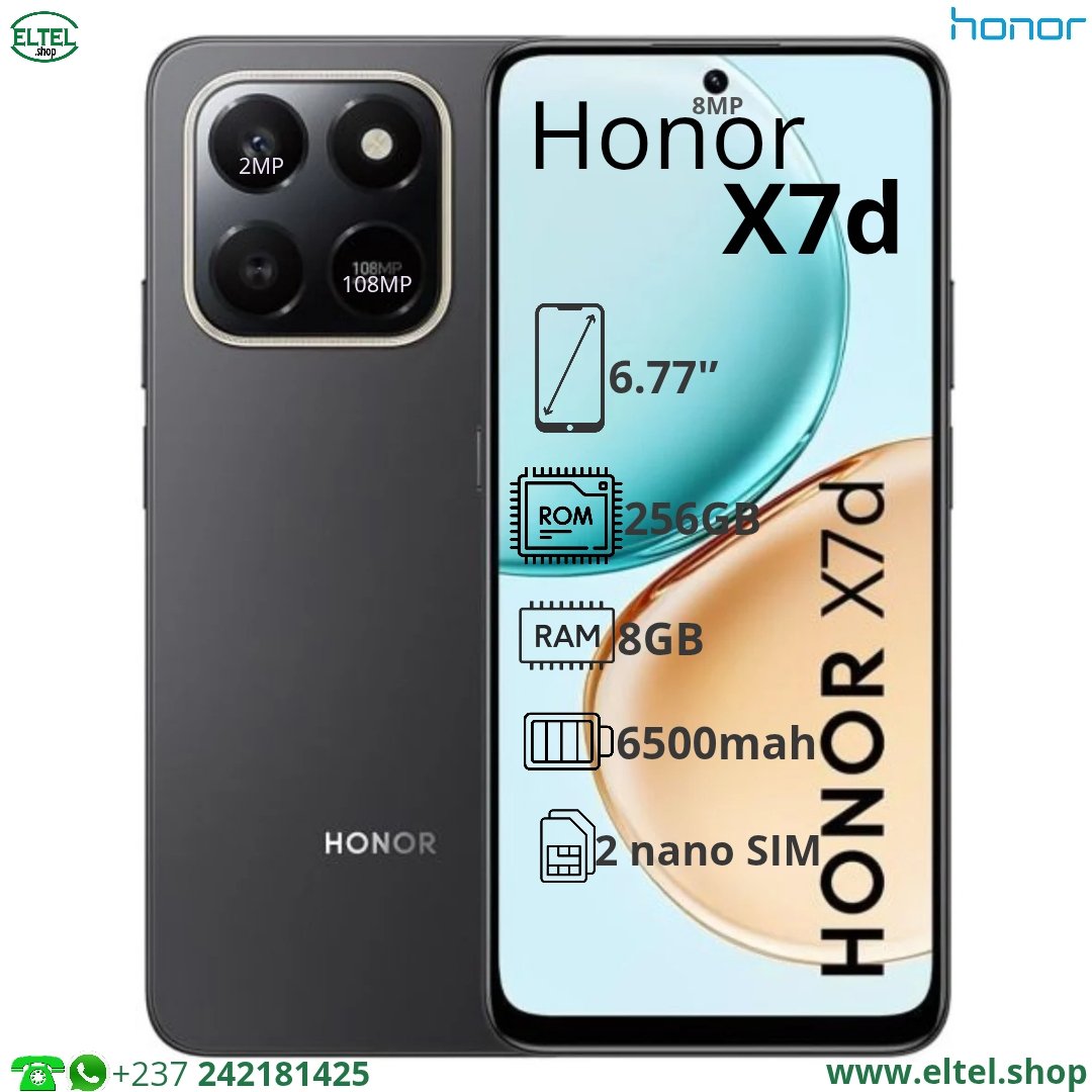 Hnr X7d nr 256.8 Honor X7d - 256GB/8GB - 108MP+2MP/8MP - 6500mAh - garantie 12 mois (neuf)