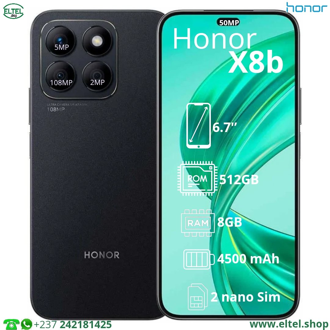 Honor X8b - 512GB/8GB - 108MP+5MP+2MP/50MP - 4500mAh - garantie 12 mois (neuf)