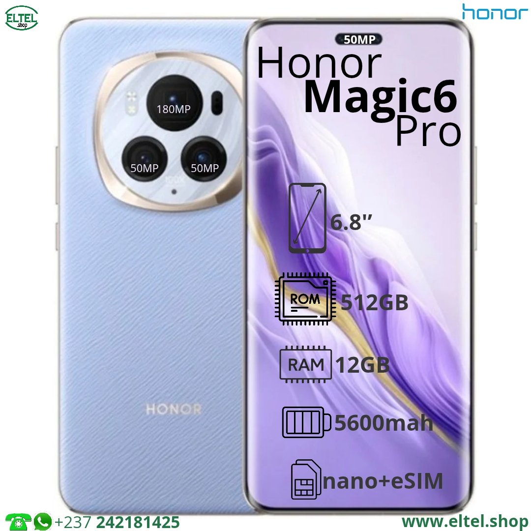 Honor Magic6 Pro - 512GB/12GB - 180MP+50MP+50MP/50MP - 5600mAh - garantie 12 mois (neuf)