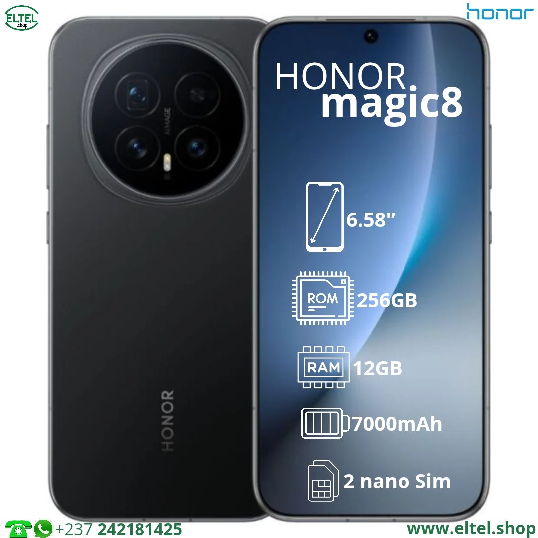 Hnr mgc8 nr 256.12 Honor Magic8 - 256GB/12GB - 64MP+50MP+50MP/50MP - 7000mAh - garantie 12 mois (neuf)