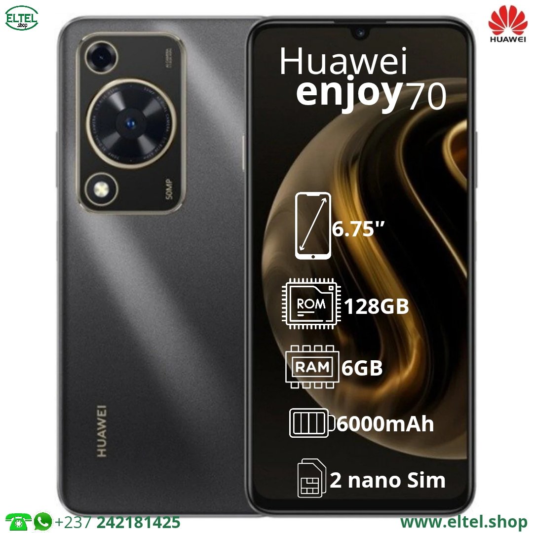 Hua enjoy 70 nr 128.6 Huawei Enjoy 70 - 128GB/6GB - 50MP+2MP/8MP - 6000mAh - garantie 12 mois (neuf)