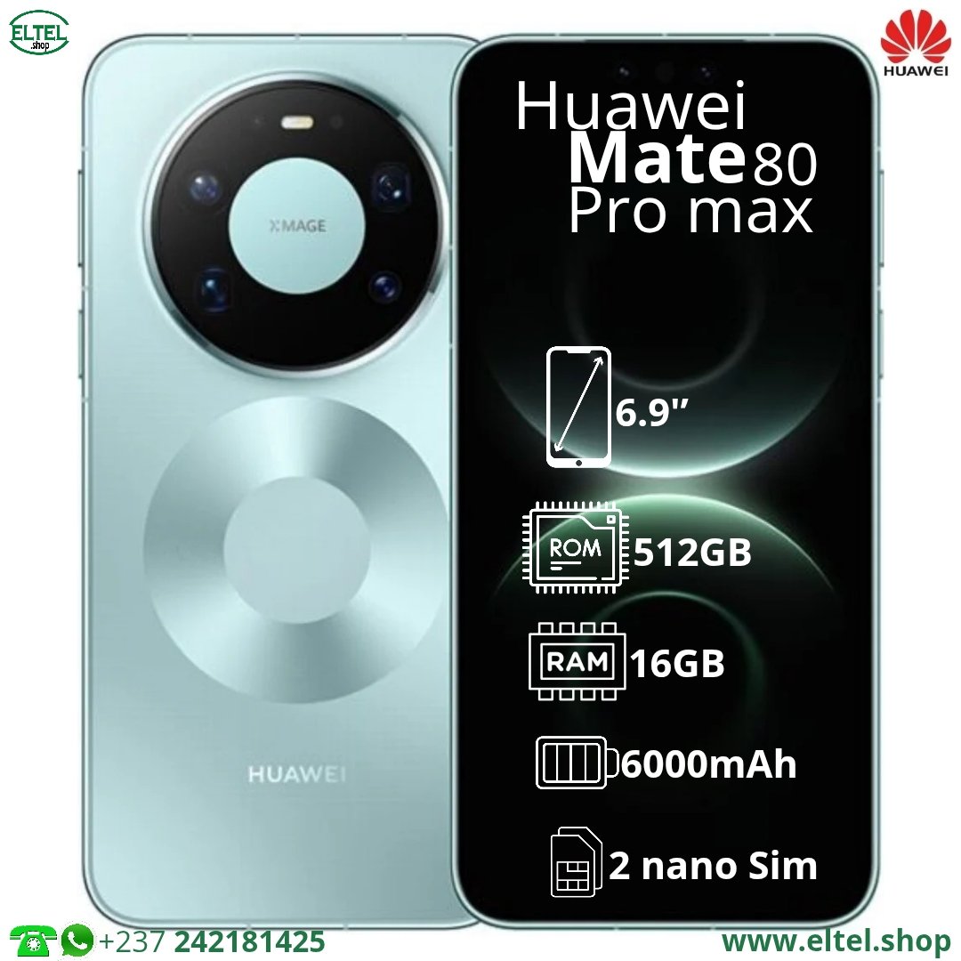 Huawei Mate 80 Pro max - 512GB/16GB - 50MP+50MP+50MP+40MP/13MP - 6000mAh - garantie 12 mois (neuf)