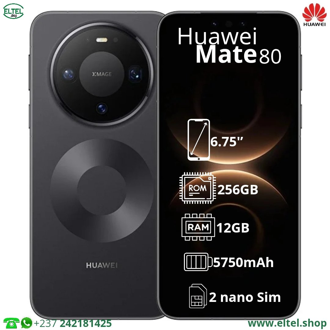 Huawei Mate 80 - 256GB/12GB - 50MP+40MP+12MP/13MP - 5750mAh - garantie 12 mois (neuf)