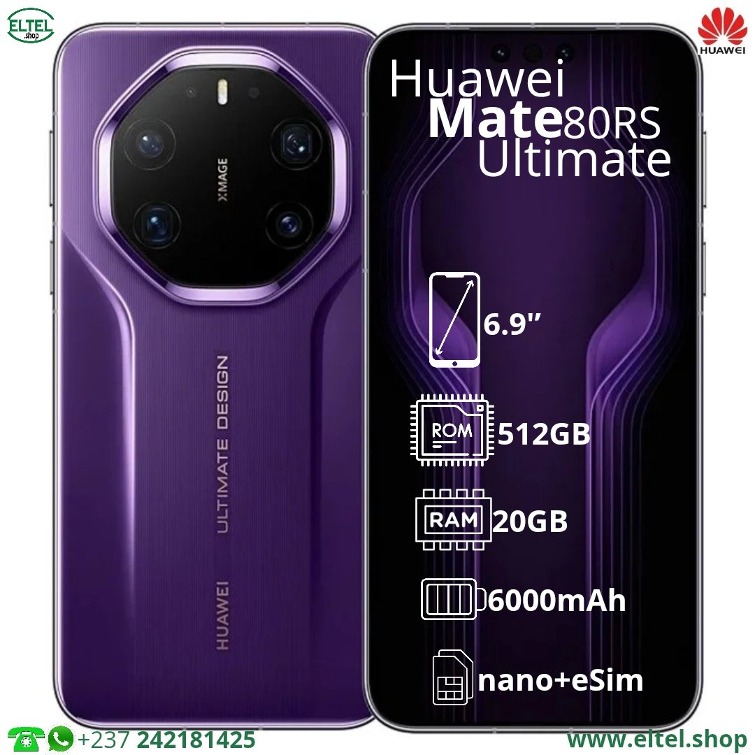 Huawei Mate 80 RS Ultimate - 512GB/20GB - 50MP+50MP+50MP+40MP/13MP - 6000mAh - garantie 12 mois (neuf)