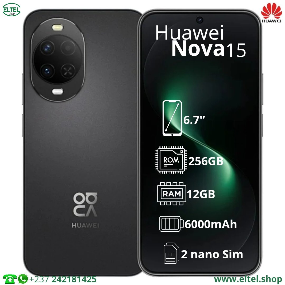 Hua nv 15 nr 256.12 Huawei Nova 15 - 256GB/12GB - 50MP+12MP/50MP - 6000mAh - garantie 12 mois (neuf)