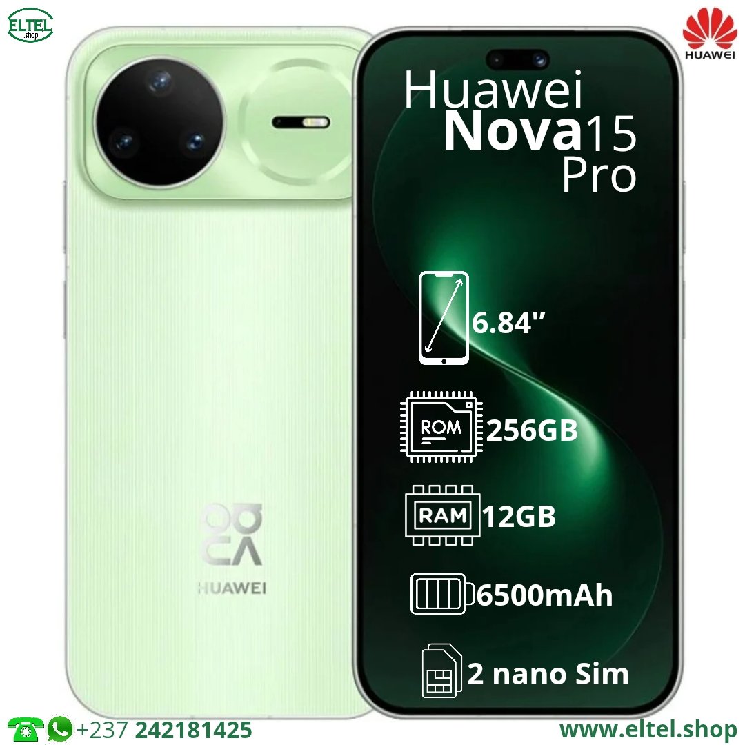 Hua nv 15 pr vrt 256.12 Huawei Nova 15 Pro - 256GB/12GB - 50MP+13MP+12MP/50MP - 6500mAh - garantie 12 mois (neuf)