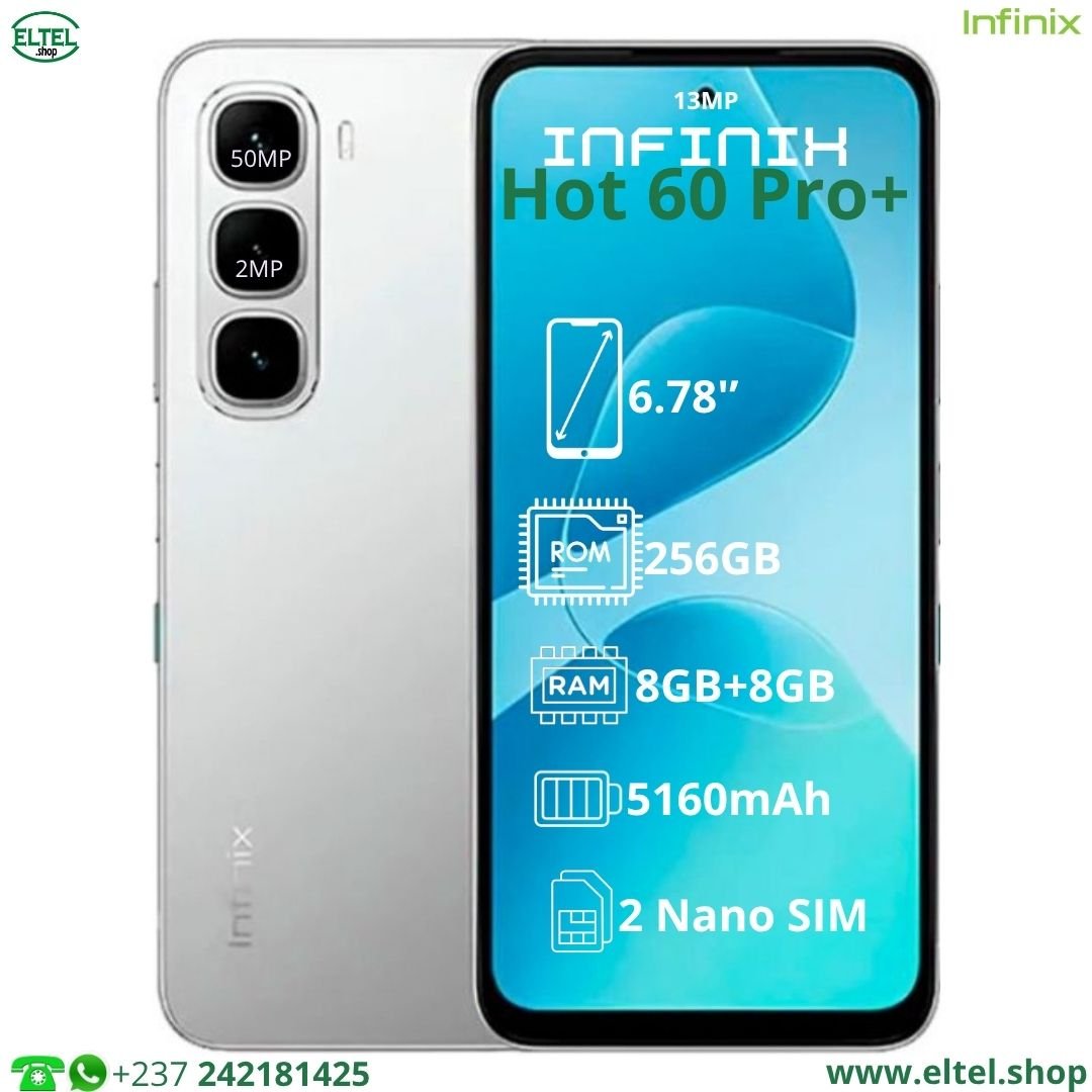 Infinix Hot 60 Pro Plus - 256GB/8GB - 2sim - 50MP+2MP/13MP - 5160mAh - garantie 12 mois (neuf)