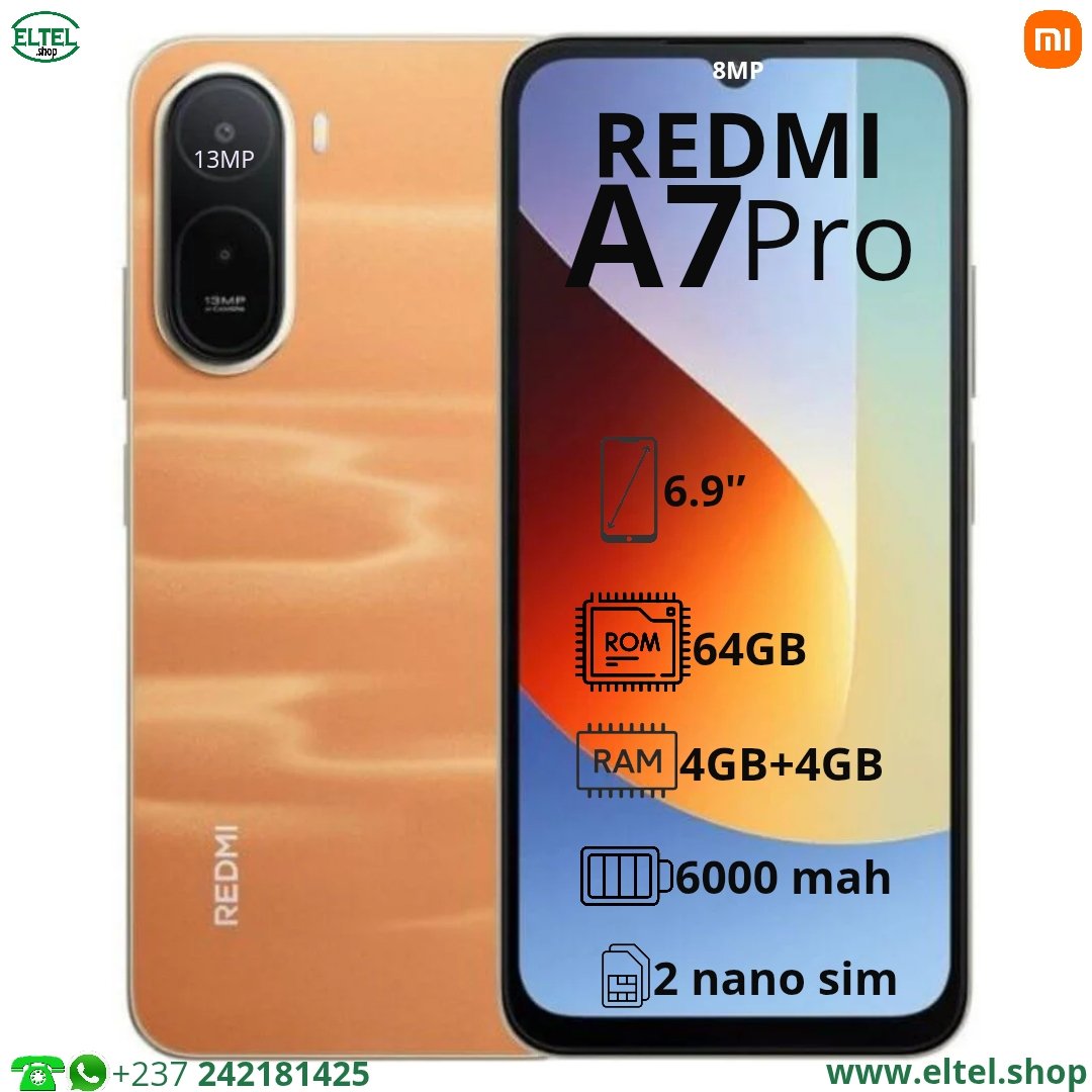 Red A7 Pr mr 64.4 Redmi A7 Pro - 64GB/4GB - 2sim - 13MP/8MP - 6000mAh - garantie 12 mois (neuf)