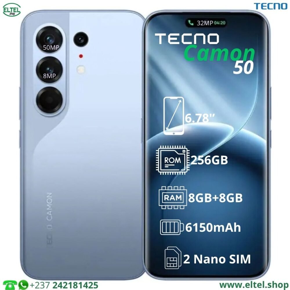 Tecno Camon 50 - 256GB/8GB - 50MP+8MP/32MP - 6150mAh - garantie 12 mois (neuf)