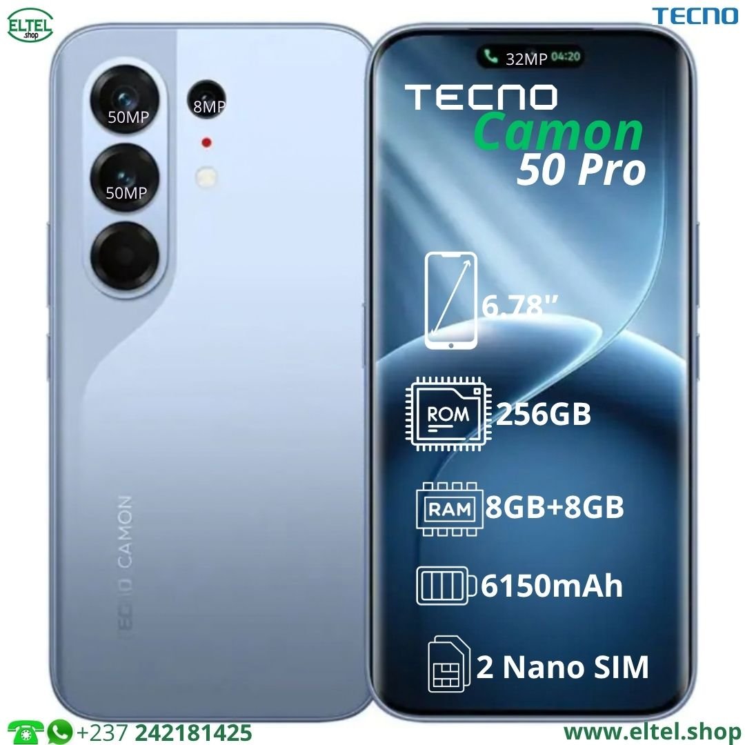 Tecno Camon 50 Pro - 256GB/8GB - 50MP+50MP+8MP/32MP - 6150mAh - garantie 12 mois (neuf)
